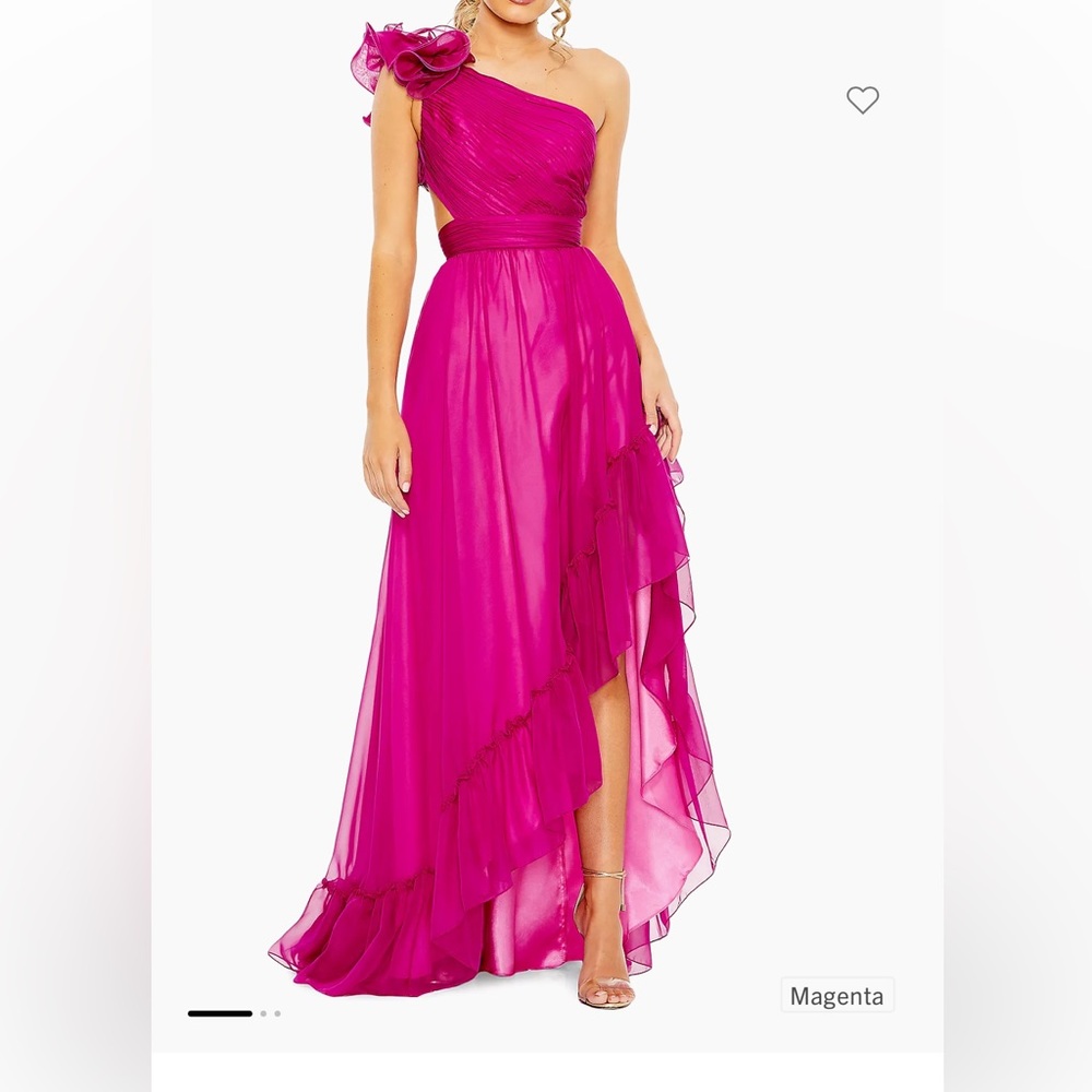 Mac Duggal One-Shoulder Asymmetric Chiffon Gown